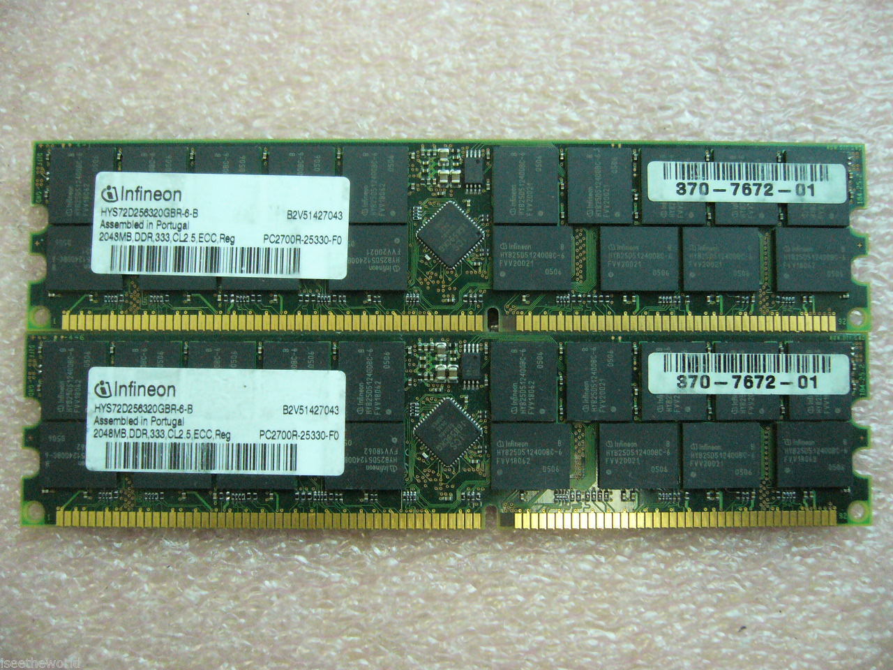 QTY 1x 2GB Sun PN 370-7672-01 DDR 333,PC2700R ECC Registered Server memory QTY 1x 2GB Sun PN 370-7672-01 DDR 333,PC2700R ECC Registered Server memory