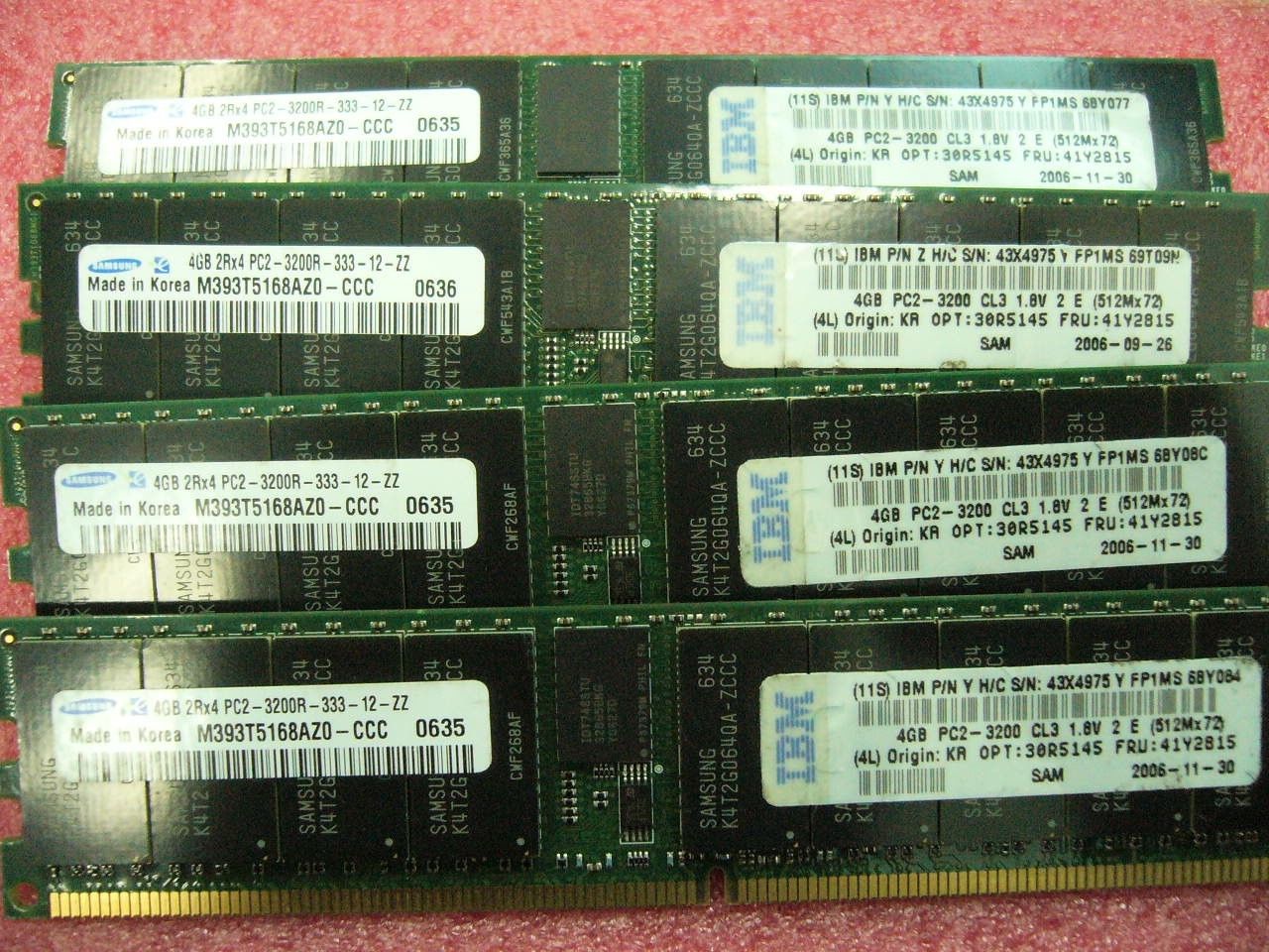 QTY 1x 4GB DDR2 PC2-3200R ECC Registered Server memory IBM FRU 41Y2815 30R5145 QTY 1x 4GB DDR2 PC2-3200R ECC Registered Server memory IBM FRU 41Y2815 30R5145