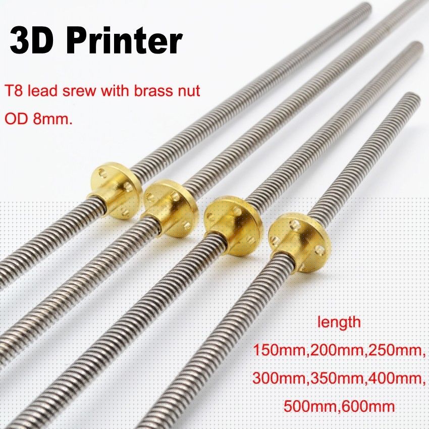 3D Printer 8mm Lead Screw Rod Z Axis Linear Rail Bar Shaft 300/400/500mm+Nut T8 3D Printer 8mm Lead Screw Rod Z Axis Linear Rail Bar Shaft 300/400/500mm+Nut T8